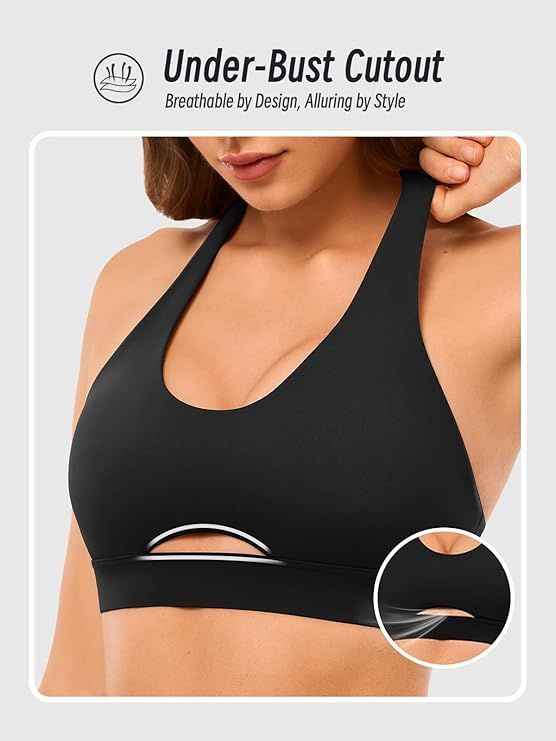 Women’s Open-Back Halter Sports Bra - Padded High-Support Crop Top