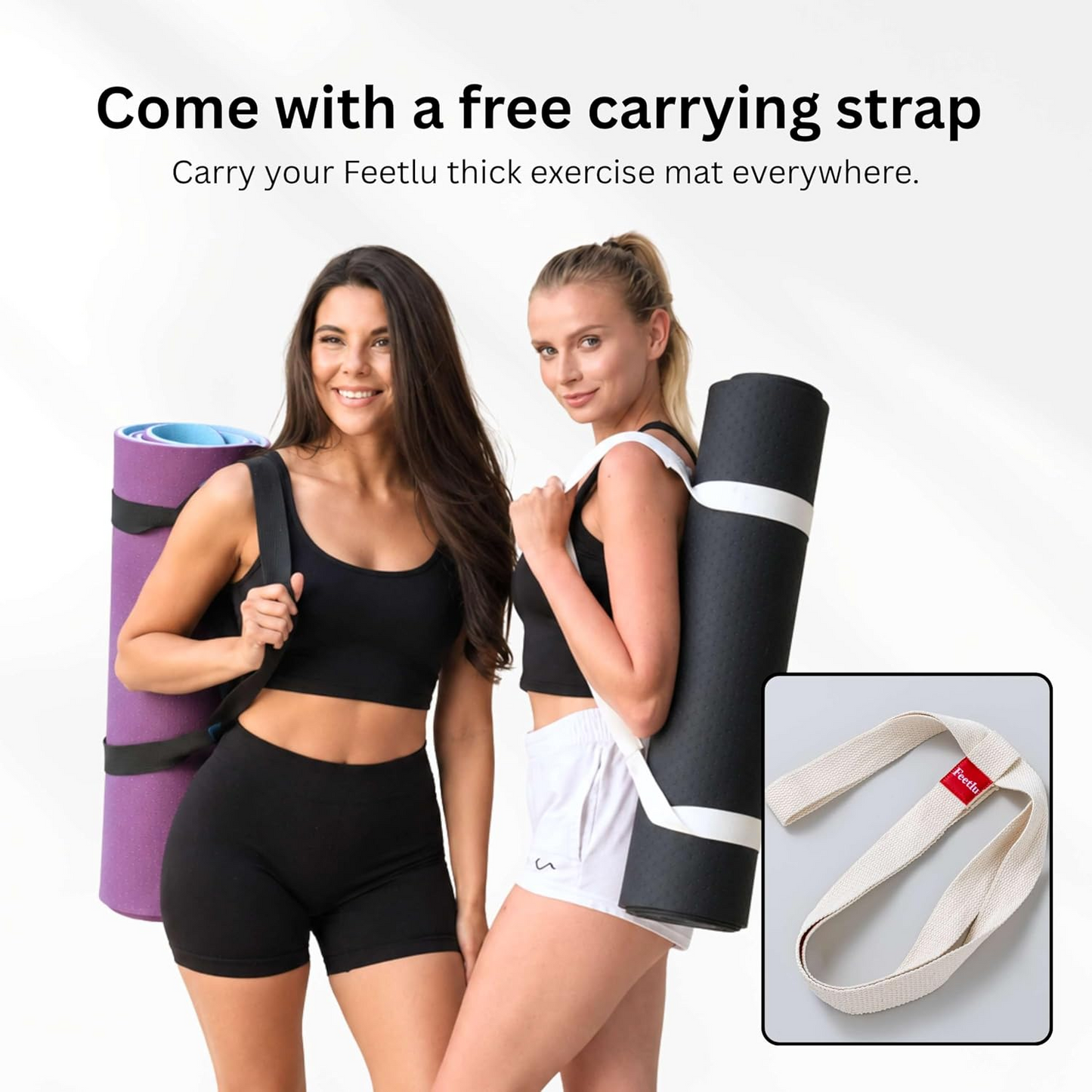 72 x 24 Inch Extra Thick 10mm NBR Foam Yoga Mat with Carry Strap