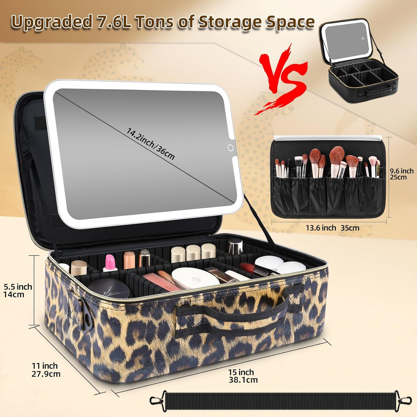 Lighted Makeup Travel Case with Mirror