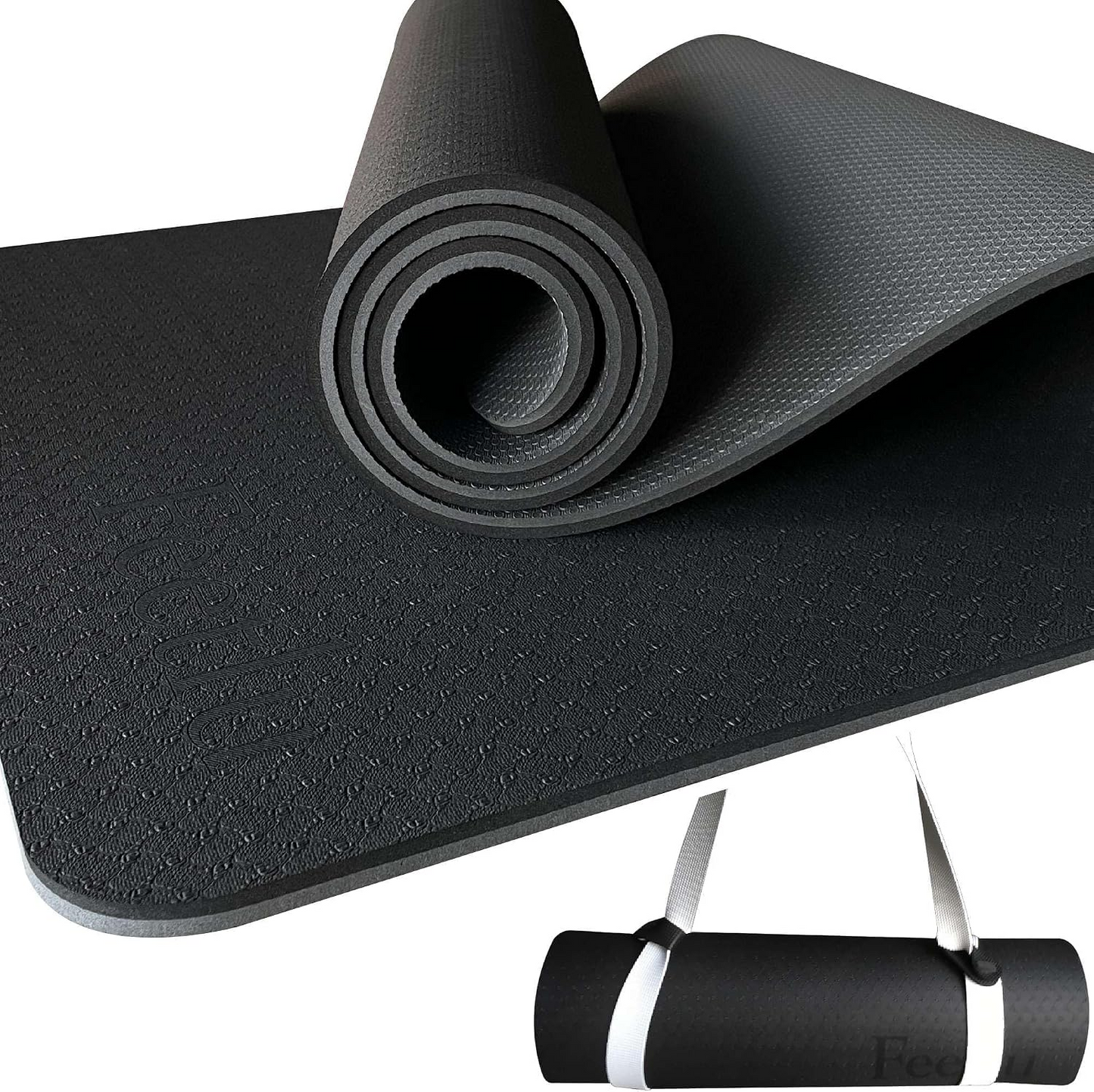 72 x 24 Inch Extra Thick 10mm NBR Foam Yoga Mat with Carry Strap